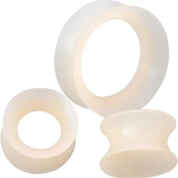 Silicone Tunnel Plugs Flesh Tone Double Flared Body Jewelry Pair 3mm-25mm